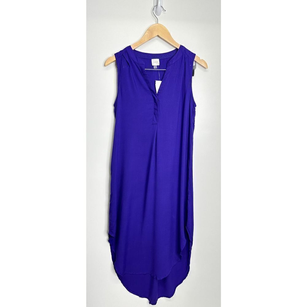 Cupio Dress Womens High Low Sleeveless V Neck Purple‎ Size Small NWT